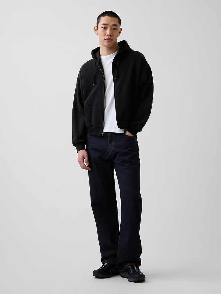 Image number 2 showing, VintageSoft Oversized Crop Zip Hoodie