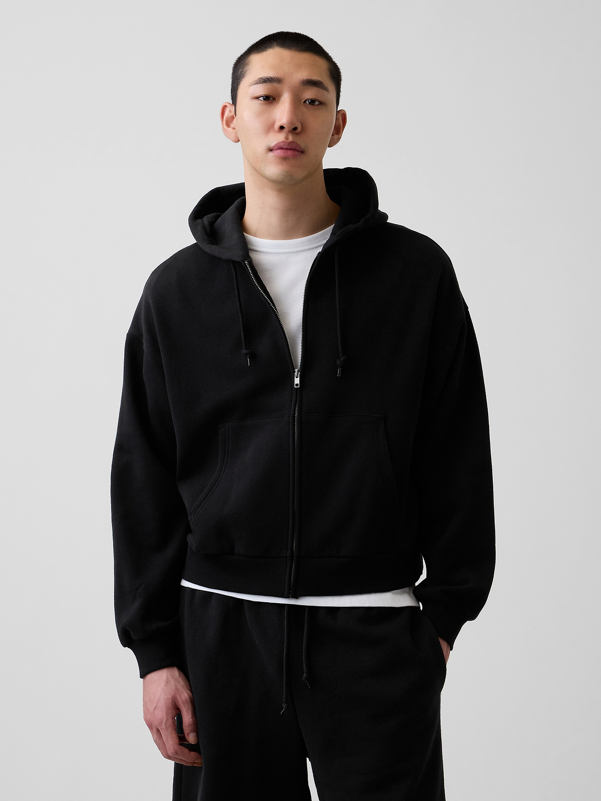 VintageSoft Oversized Crop Zip Hoodie | Gap