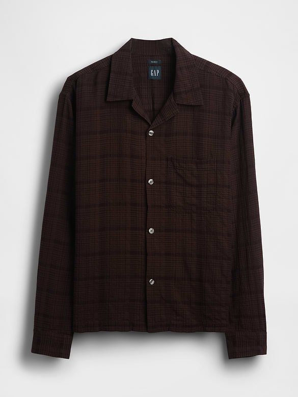 Relaxed Straight-Hem Seersucker Shirt