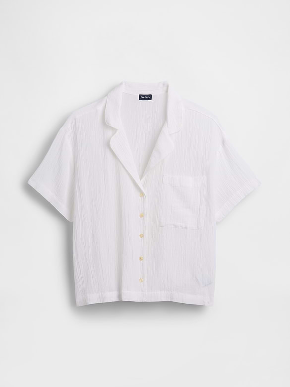 Crinkle Gauze Oversized PJ Shirt