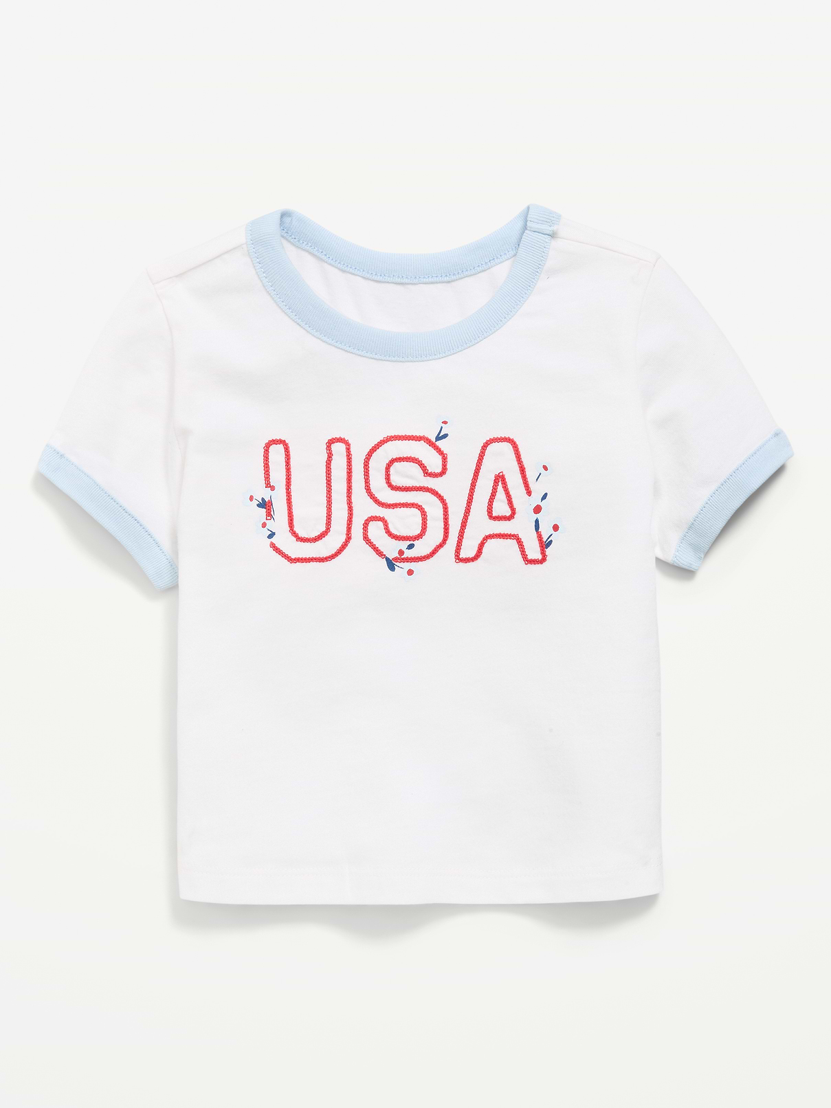 Image number 1 showing, Short-Sleeve Ringer Graphic T-Shirt for Toddler Girls