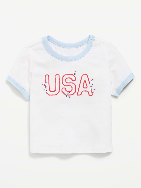Short-Sleeve Ringer Graphic T-Shirt for Toddler Girls