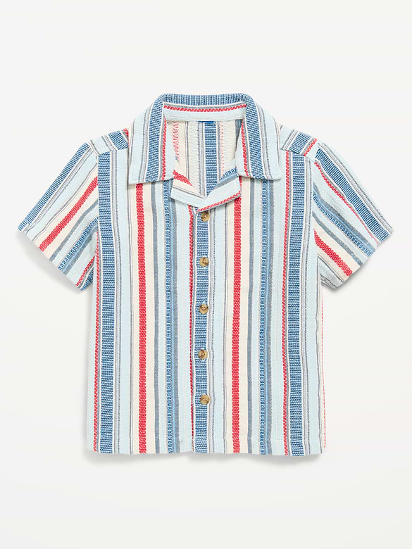 Short-Sleeve Striped Textured Shirt for Toddler Boys