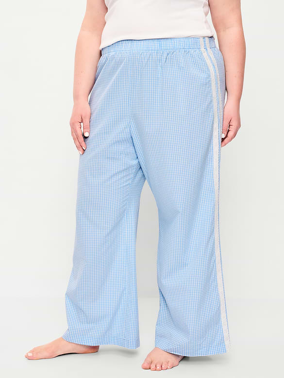 Poplin Wide-Leg Pajama Pants