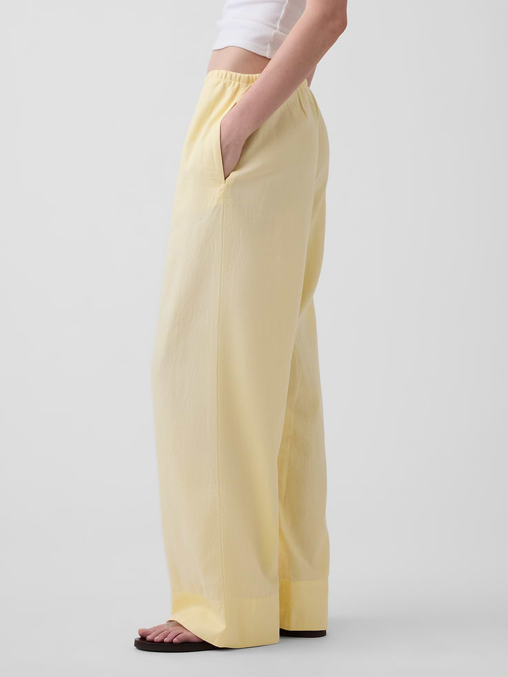 Image number 3 showing, Linen-Blend Easy Wide-Leg Pants
