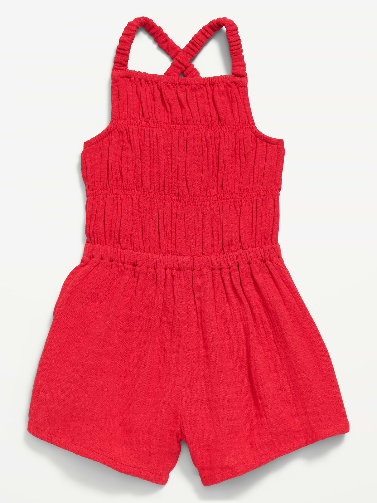 Image number 1 showing, Sleeveless Double-Weave Smocked Romper for Toddler Girls