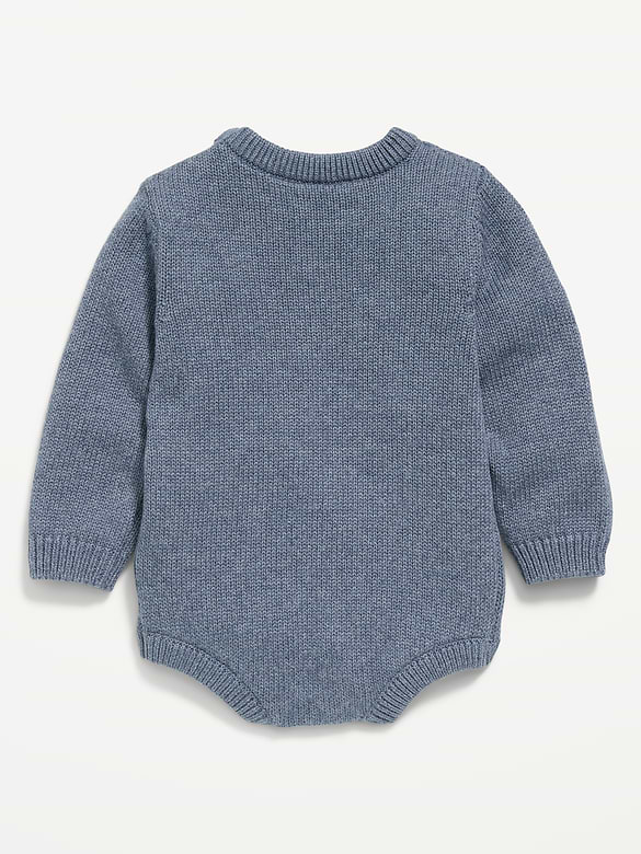 Long-Sleeve Sweater-Knit One-Piece Romper for Baby