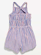Image number 3 showing, Sleeveless Double-Weave Smocked Romper for Toddler Girls