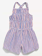Image number 2 showing, Sleeveless Double-Weave Smocked Romper for Toddler Girls