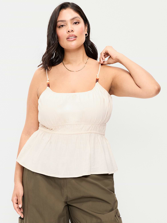 Camisole à bretelles perlées et taille smockée
