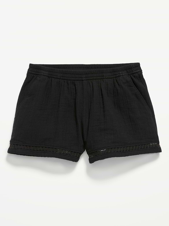 Short à tissage double et bordure en crochet pour fille