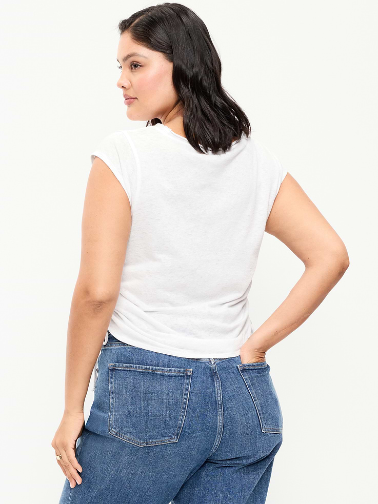 Image number 9 showing, Cap-Sleeve Shirred Side Top