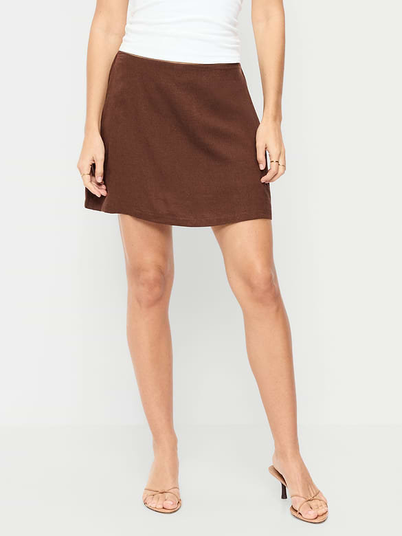 Linen-Blend Micro Skort