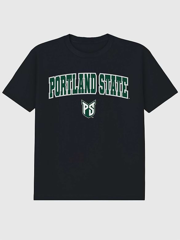 Portland State University Arch Logo Black Graphic T-Shirt