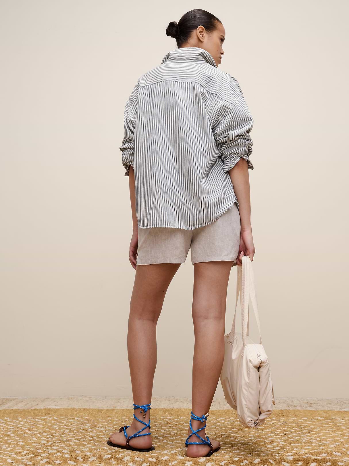 Archive Reissue Ticking Shirt in Cotton-Hemp | Banana Republic
