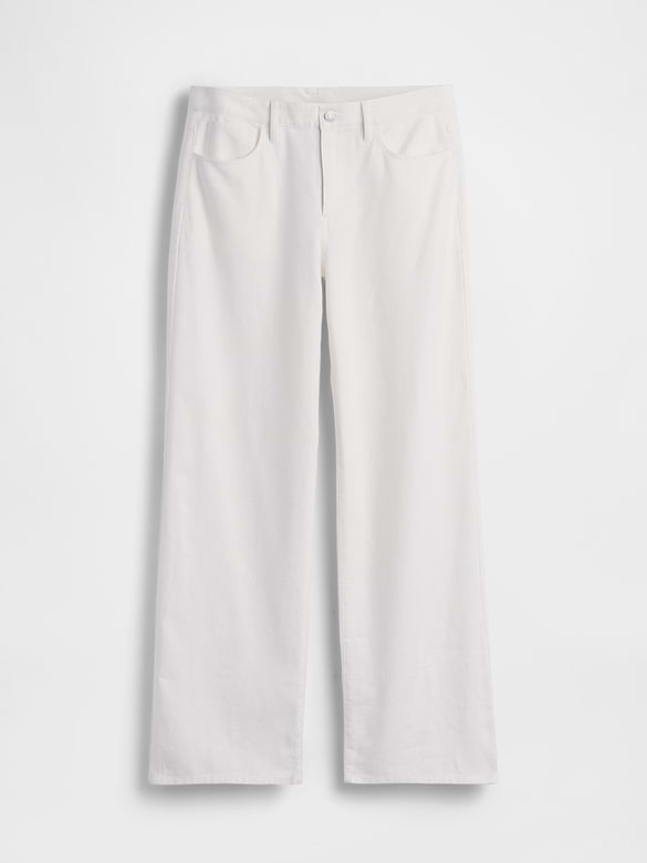 Linen-Cotton Wide-Leg Pants