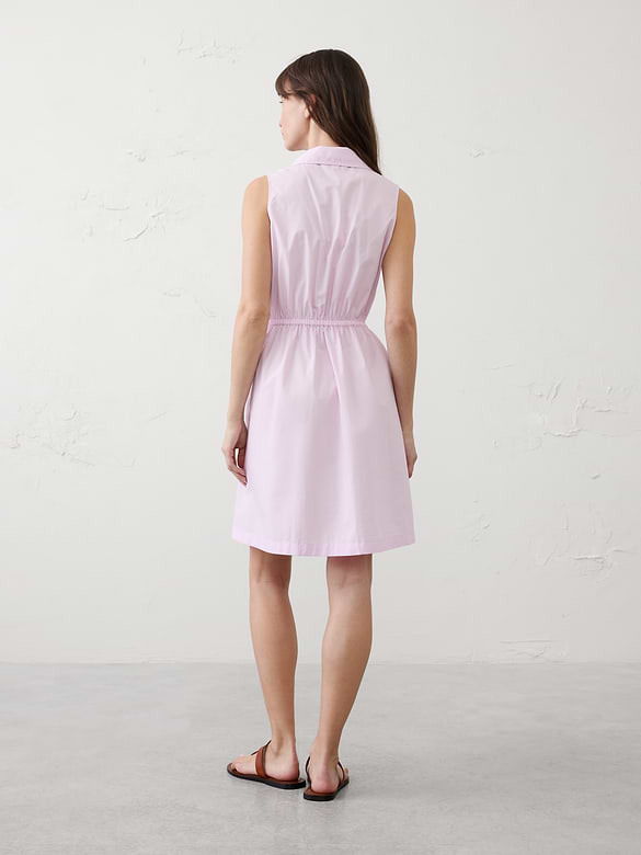 Cinched Poplin Above-Knee Shirtdress
