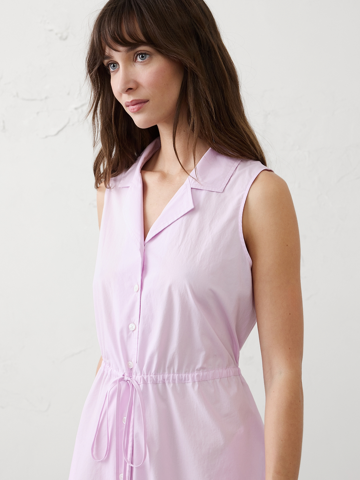 Cinched Poplin Above-Knee Shirtdress | Banana Republic Factory