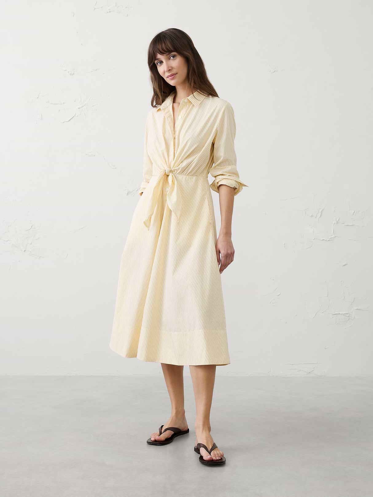 Poplin Wrap-Tie Midi Shirtdress | Banana Republic Factory