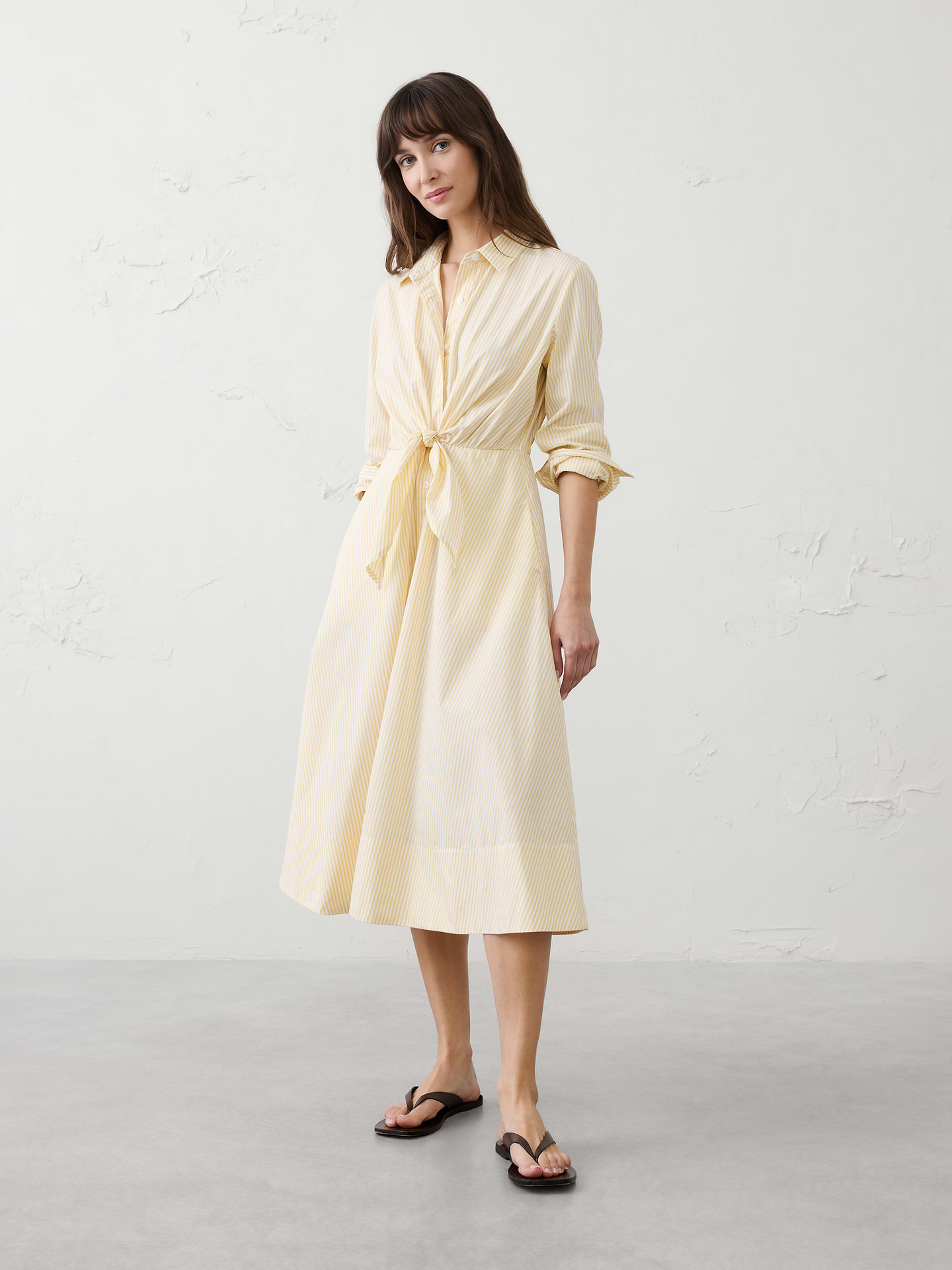 Image number 1 showing, Poplin Wrap-Tie Midi Shirtdress