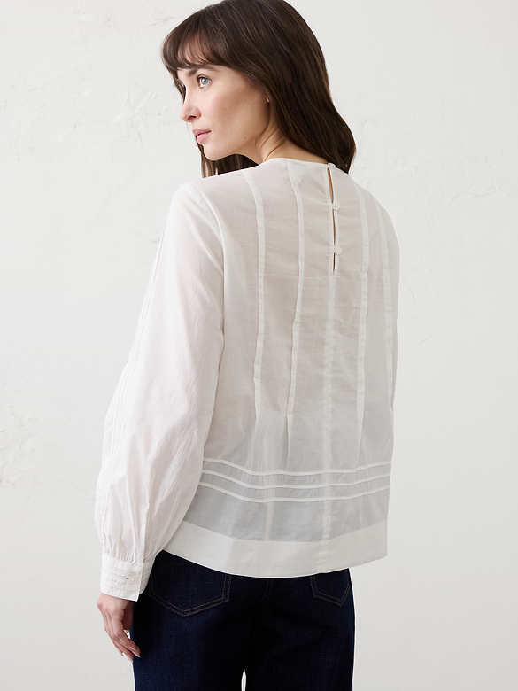 Pintuck Button-Back Top