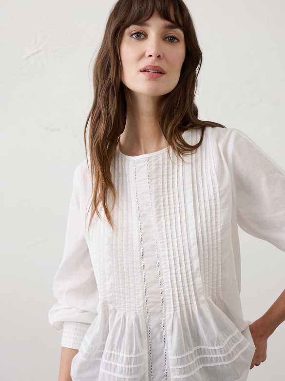 Pintuck Button-Back Top