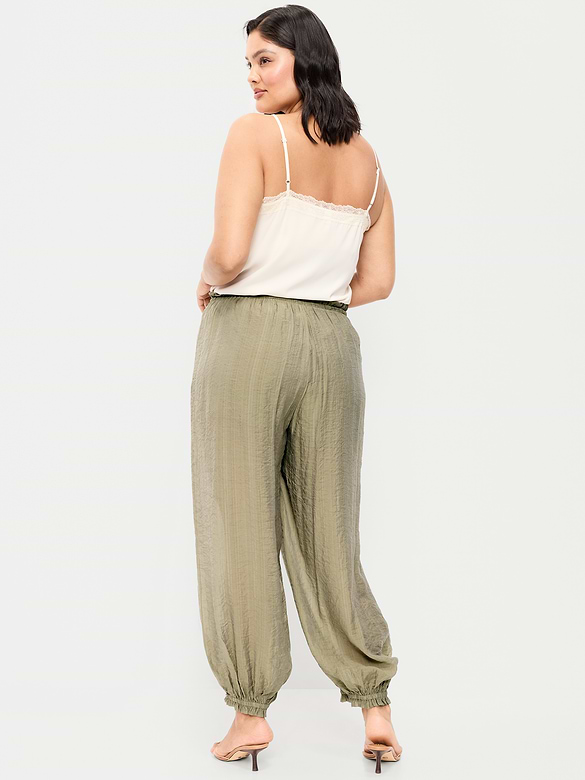 High-Waisted Sheer Chiffon Harem Pants