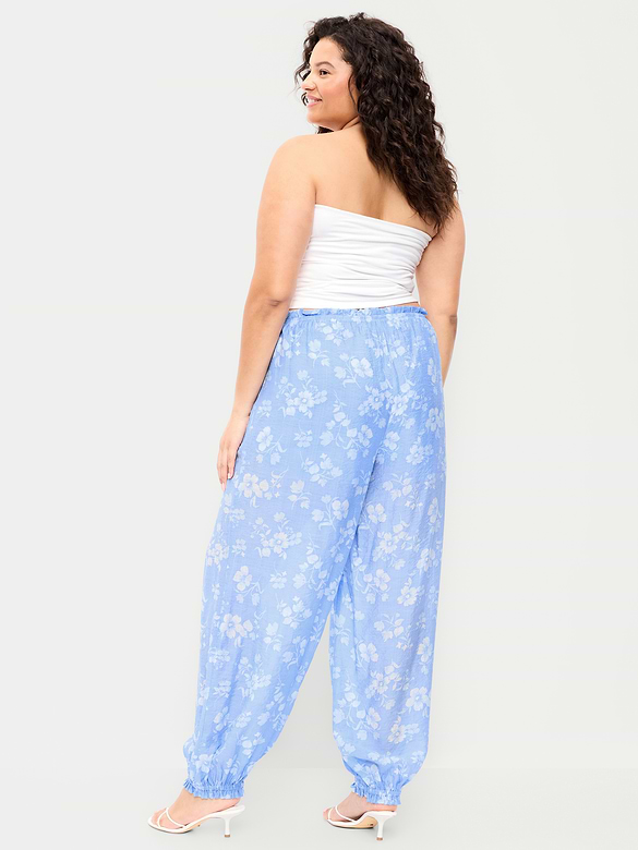 High-Waisted Sheer Chiffon Harem Pants