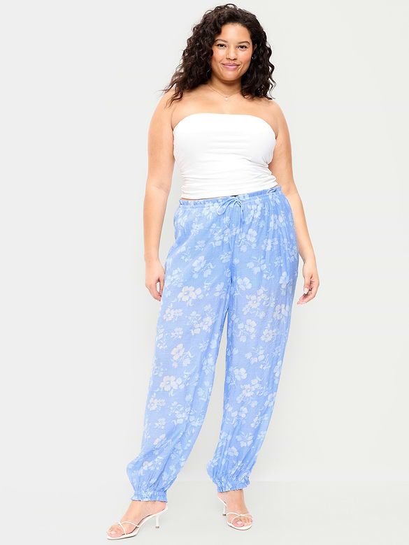 High-Waisted Sheer Chiffon Harem Pants