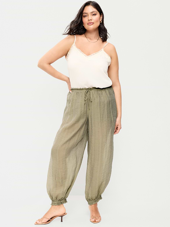 High-Waisted Sheer Chiffon Harem Pants