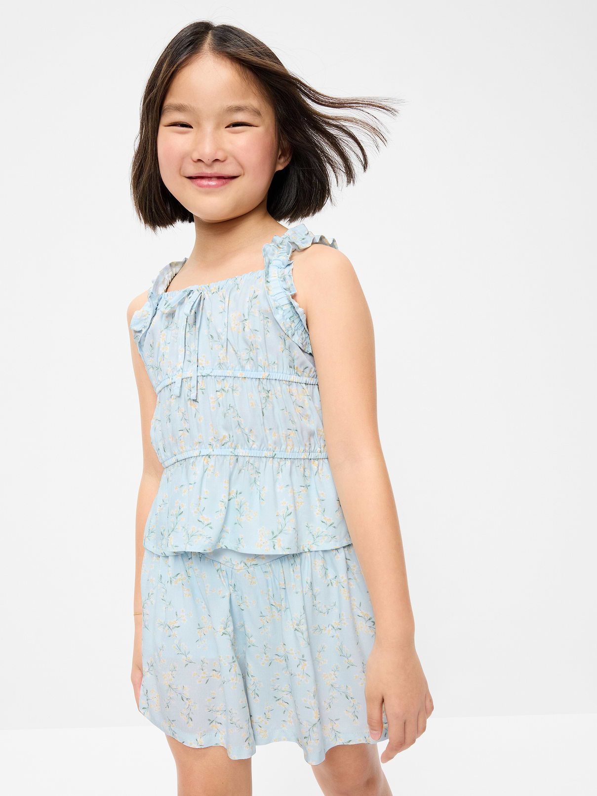 Printed Sleeveless Ruffled Top for Girls