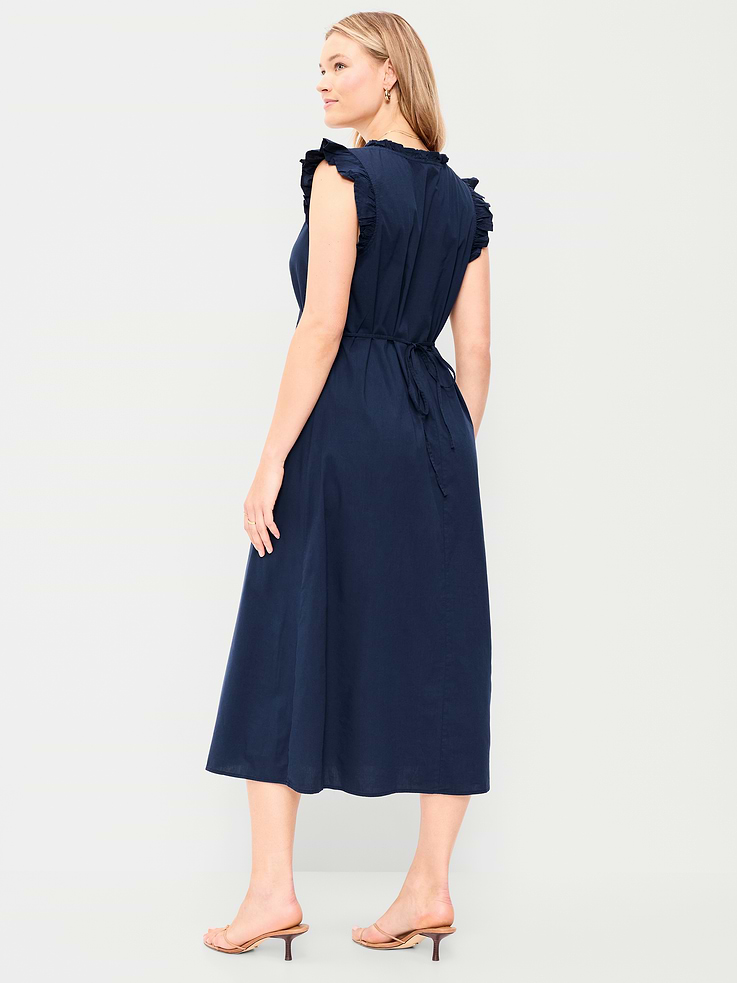 Image number 7 showing, Ruffle-Trim V-Neck Midi Dress