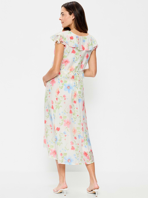 Maternity Ruffle-Sleeve Midi Dress
