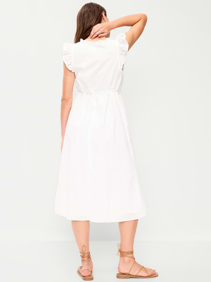 Image number 2 showing, V-Neck Flutter-Sleeve Midi Dress