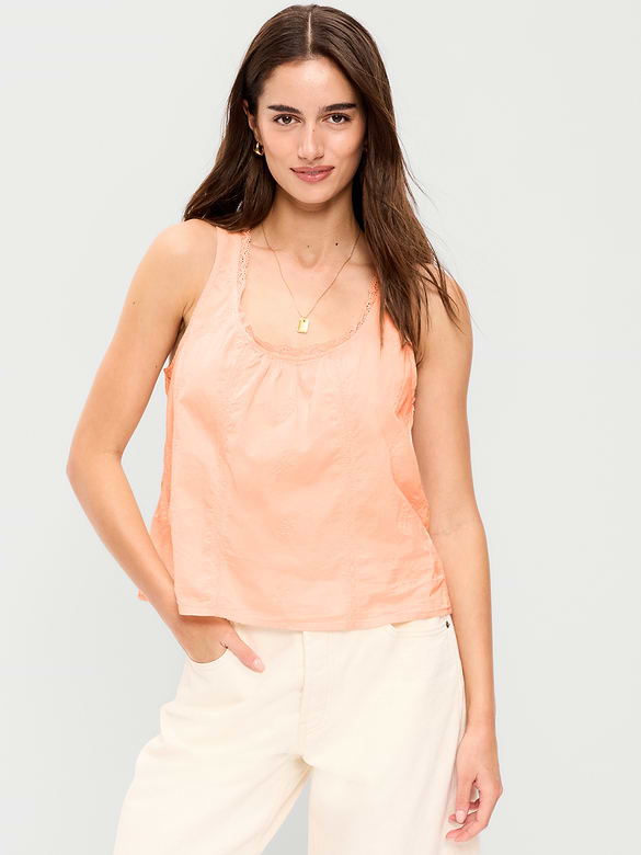 Camisole brodée à bordure à volants