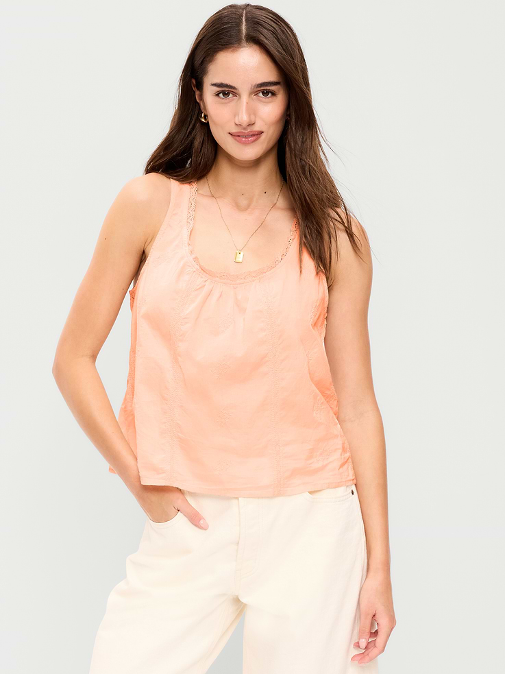 Image number 1 showing, Ruffle-Trim Embroidered Tank Top