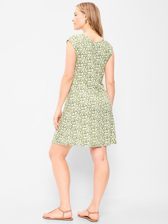 Short-Sleeve Scoop-Neck Mini Dress