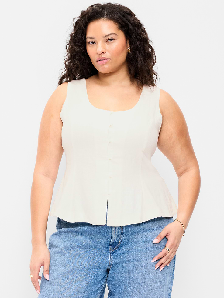 Image number 7 showing, Button-Down Linen Blend Top