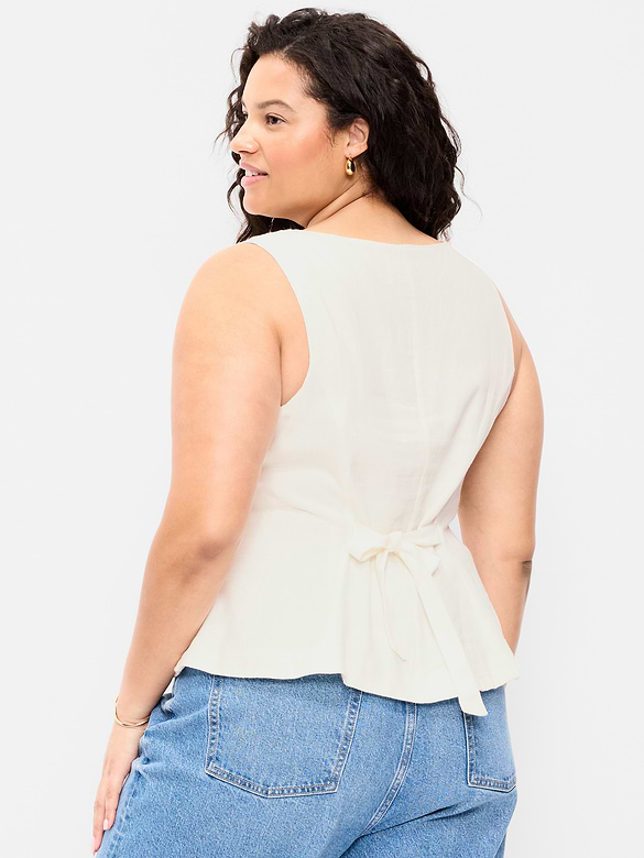 Haut boutonné en mélange de lin