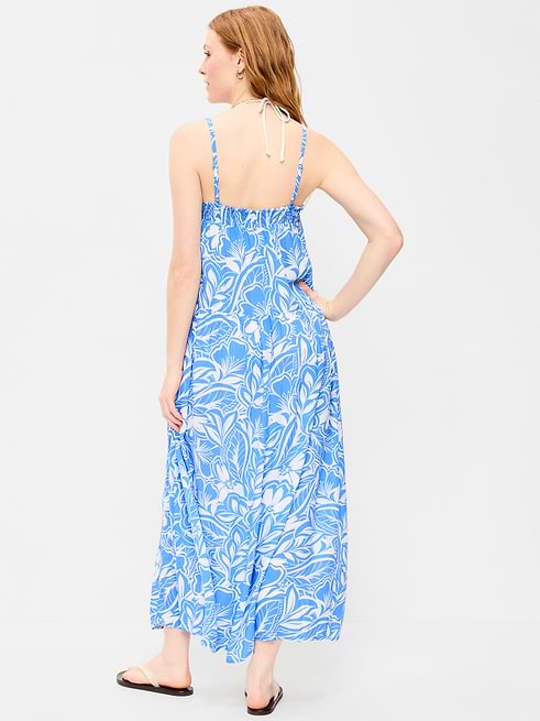 blue old navy dress Solid Knit Spaghetti Strap Cute Summer Midi 95% Rayon 5% Spandex Length Old Navy Women's Pintuck-Waist Midi
