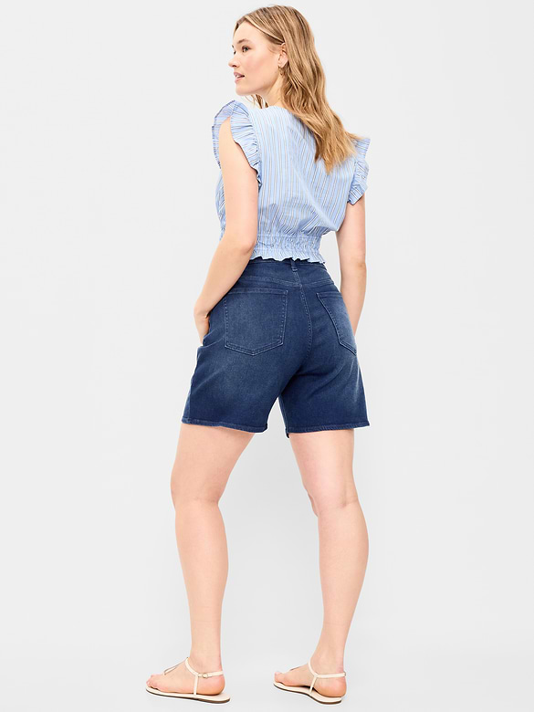 Short Wow en denim à taille haute, entrejambe de 7 cm