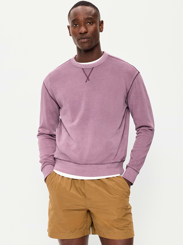 Loose Garment-Washed Crew-Neck Sweatshirt