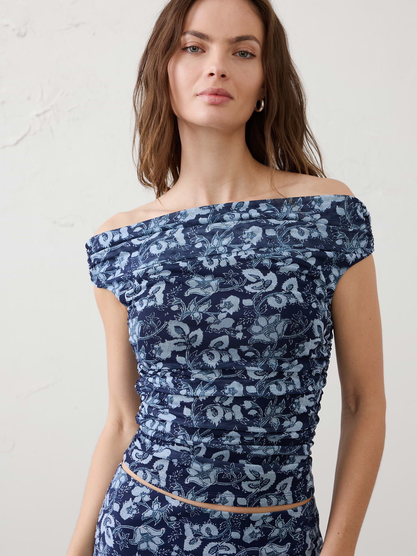 Image number 1 showing, Off-Shoulder Mesh Top