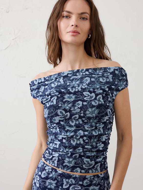 Off-Shoulder Mesh Top
