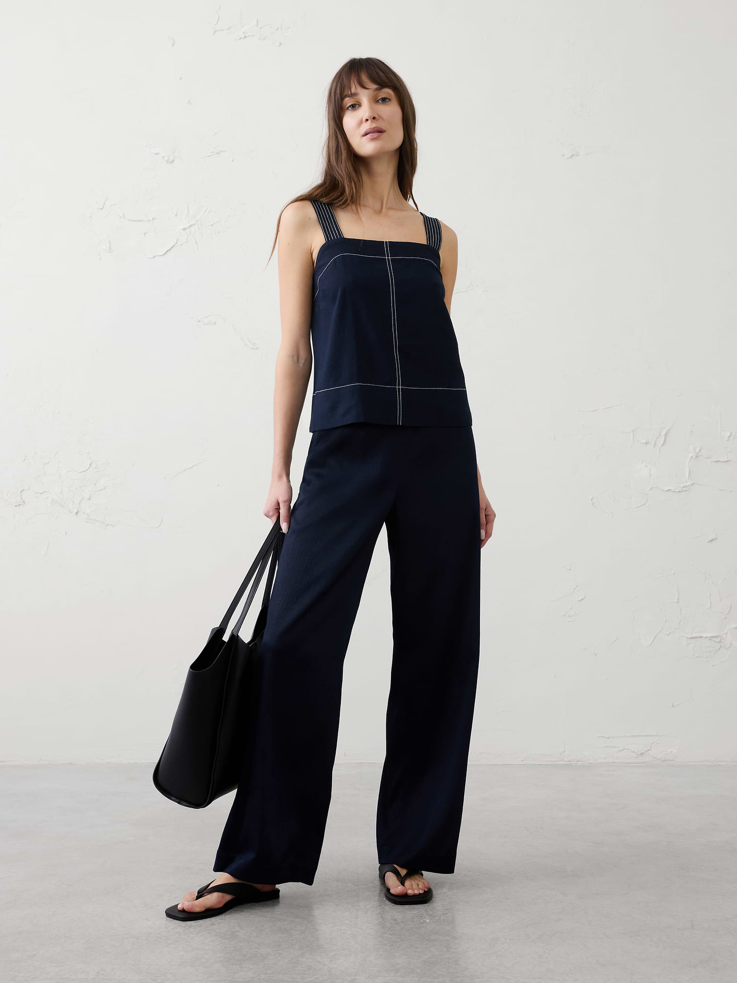 Image number 1 showing, Wide-Leg High-Rise Crinkle Satin Pull-On Pant