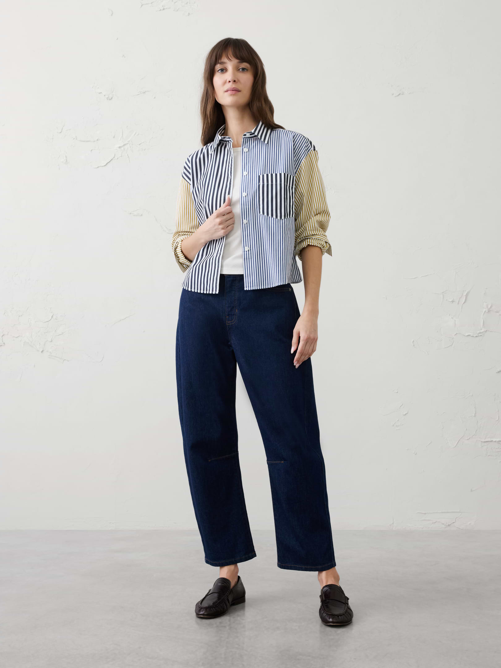 Mixed Stripes Cropped Shirt | Banana Republic Factory