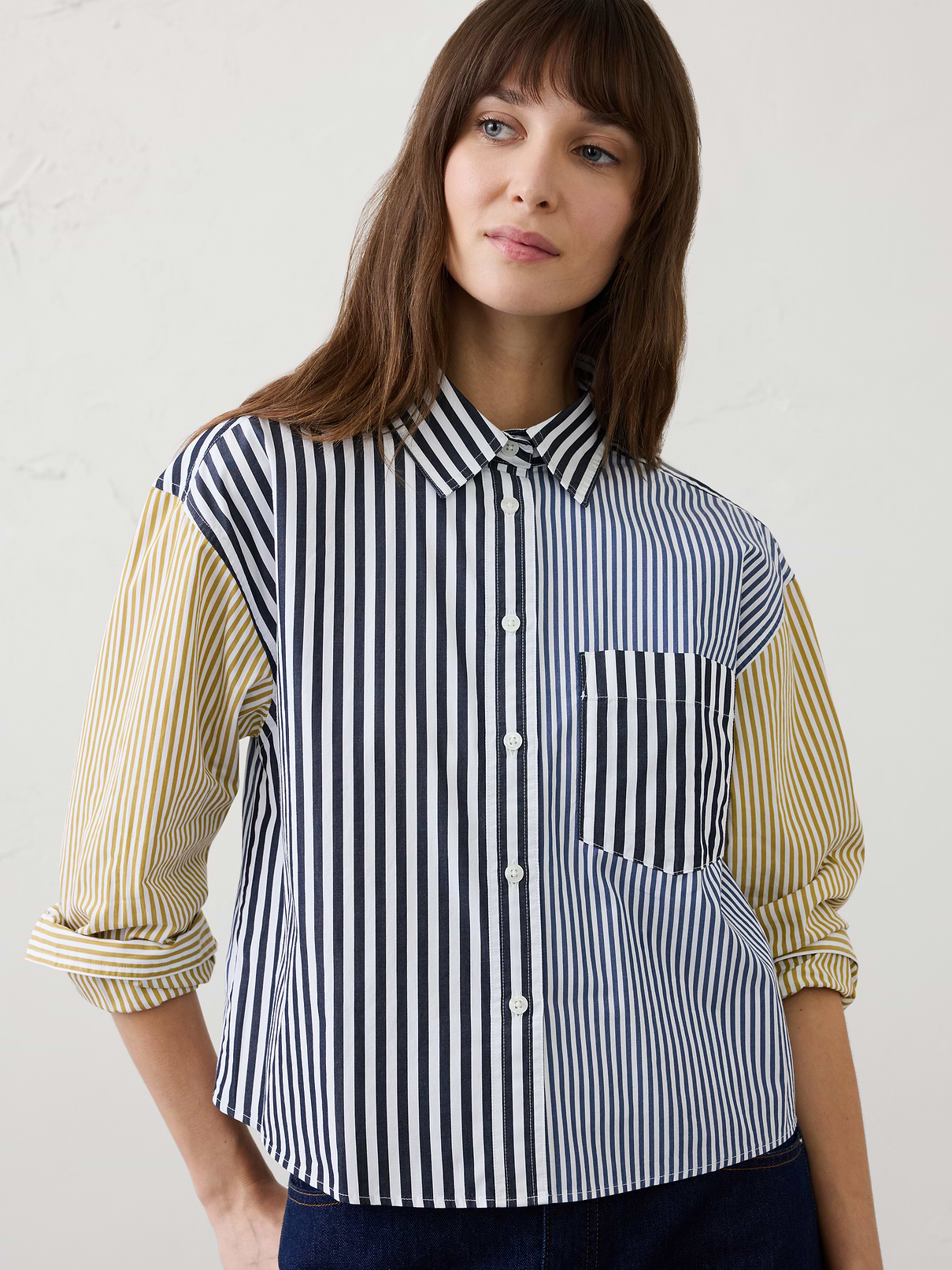 Mixed Stripes Cropped Shirt | Banana Republic Factory