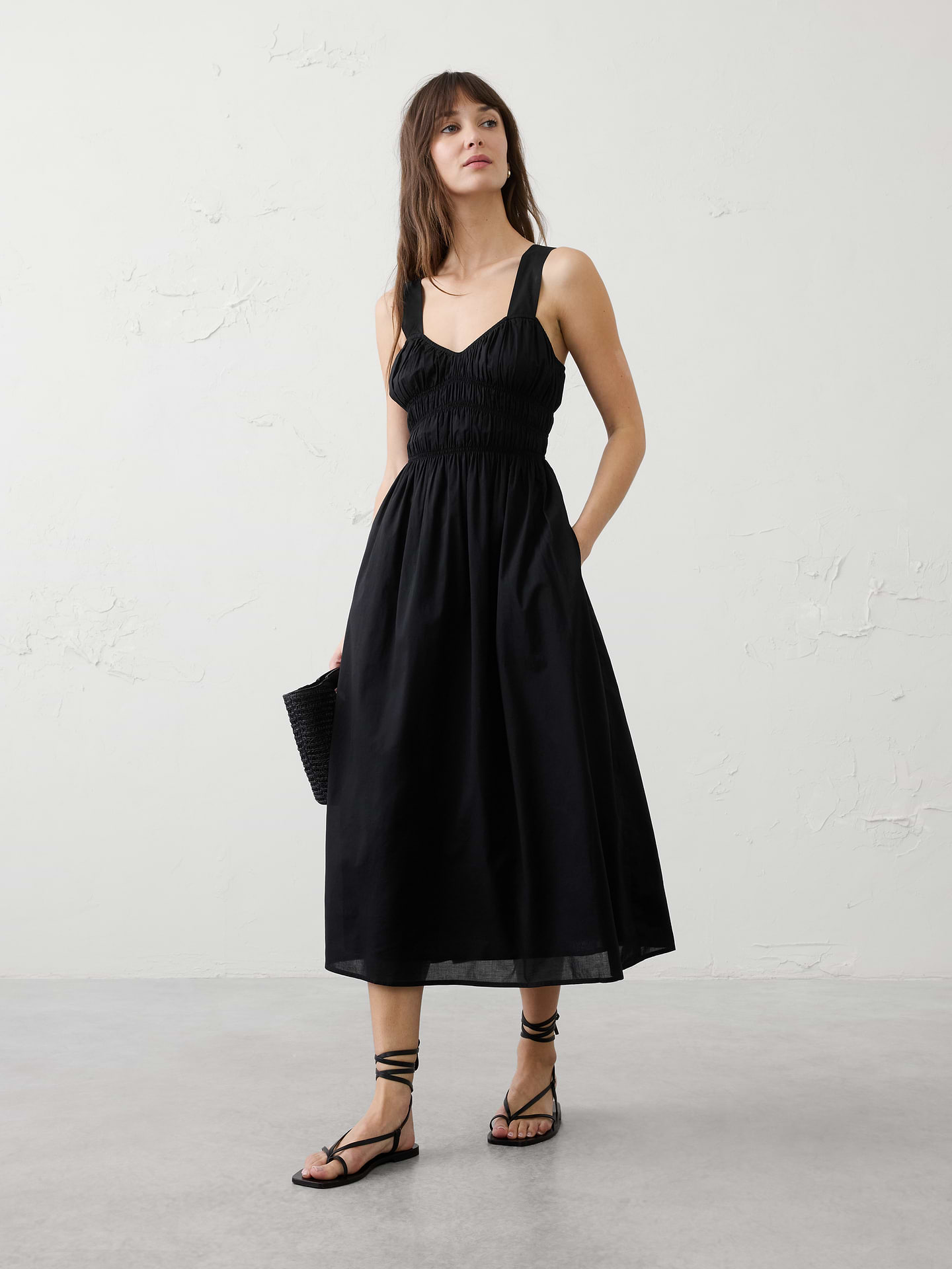 Image number 1 showing, Voile Shirred-Bust Midi Dress
