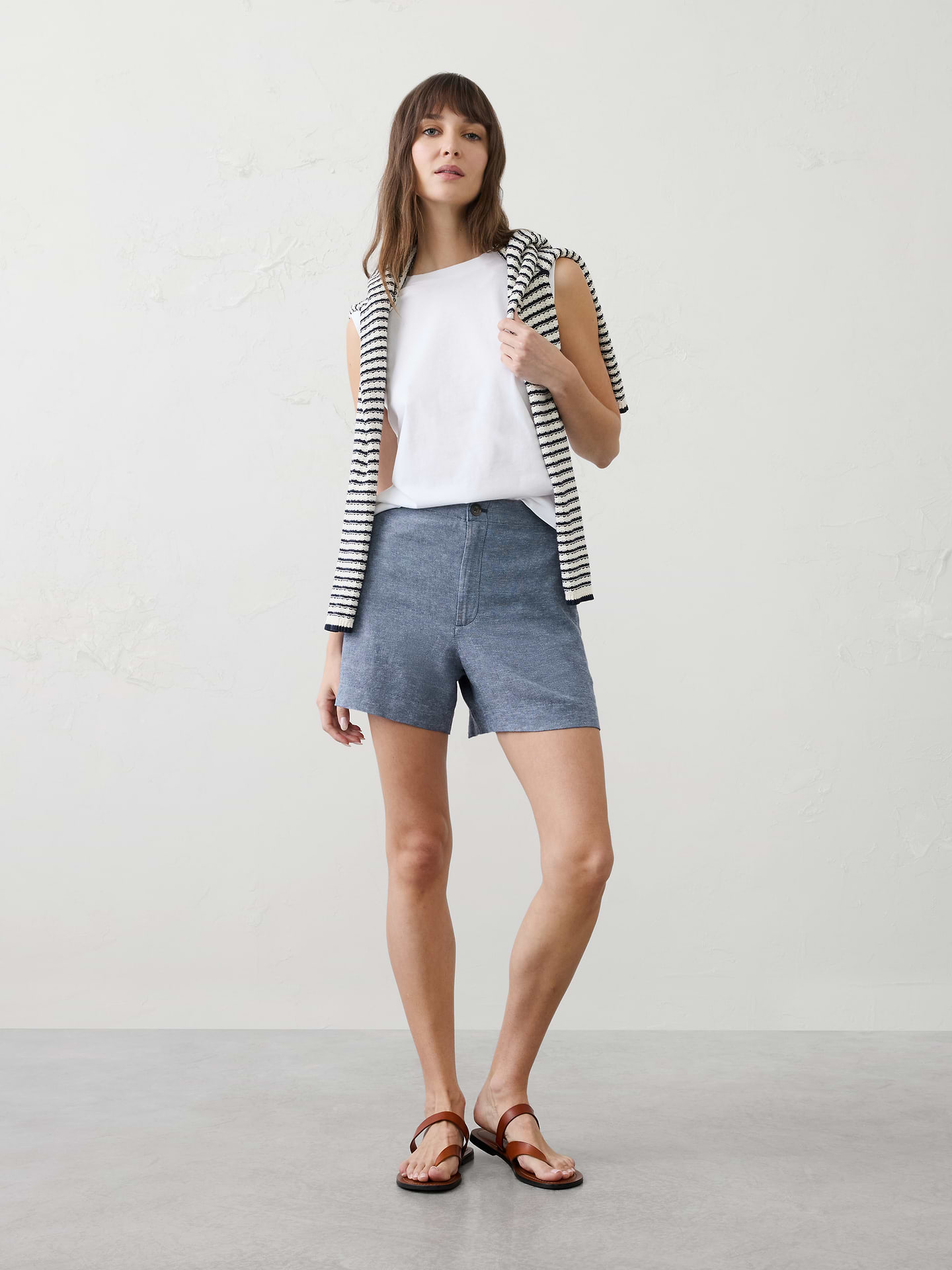 Image number 1 showing, Linen-Blend High-Rise Short
