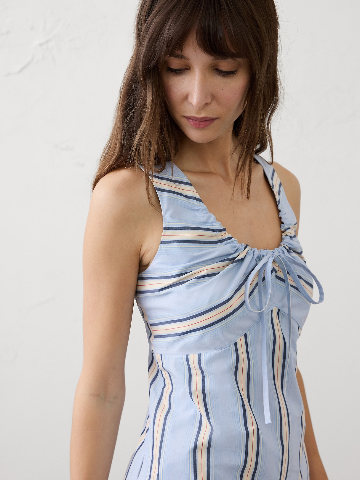 Poplin Cinched Neck-Tie Top | Banana Republic Factory